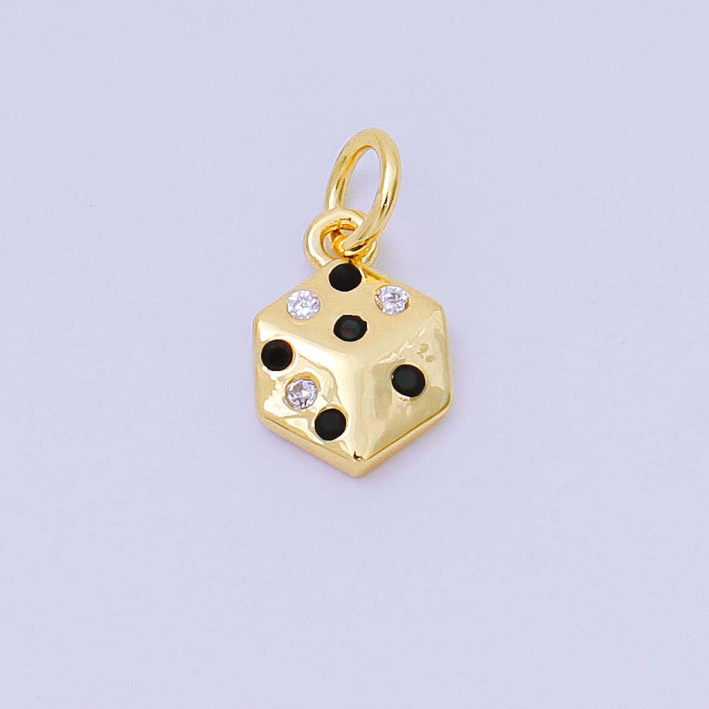 24K Gold Filled 11mm Micro Paved CZ 3D Dice Charm | AH-632