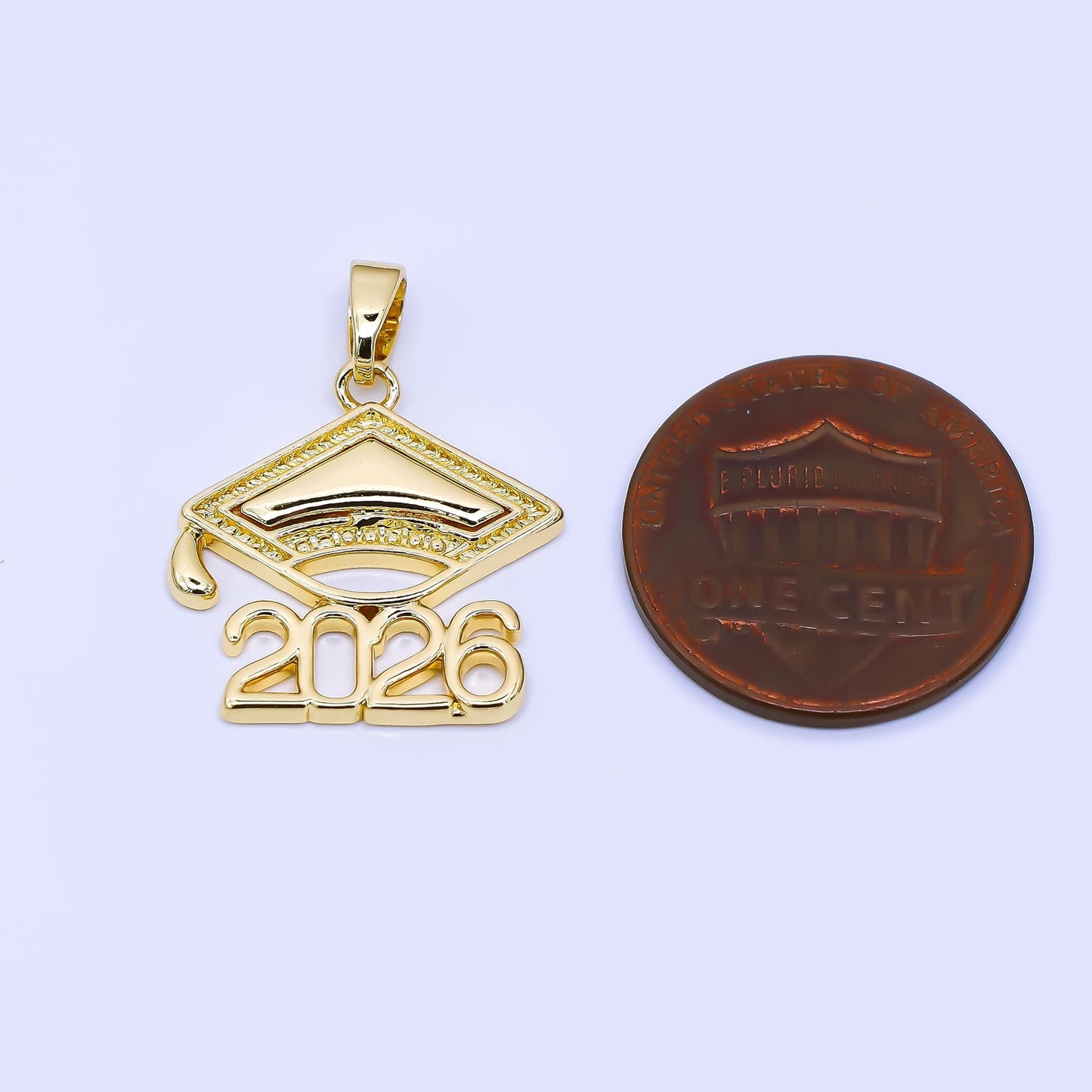 24K Gold Filled 18mm Graduation Cap Year for Class of 2026 Pendant | AA-1564