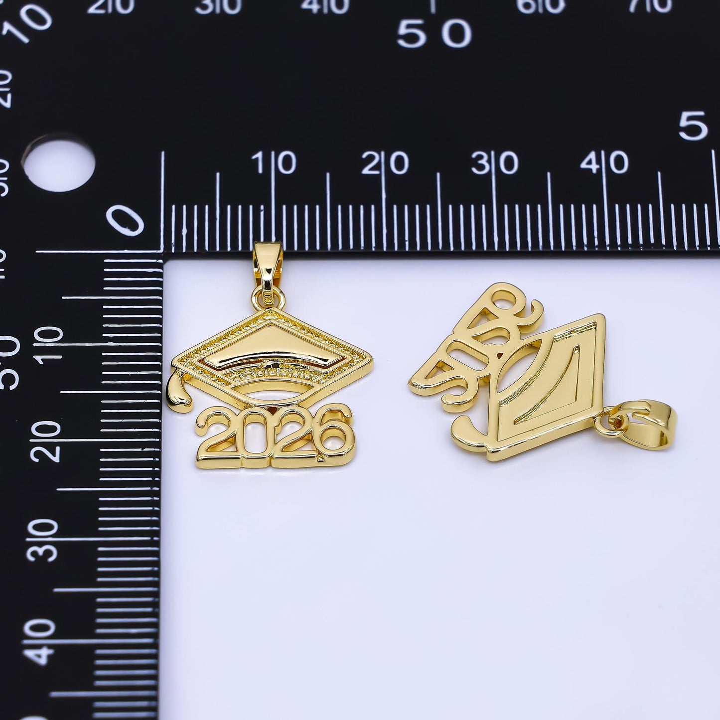 24K Gold Filled 18mm Graduation Cap Year for Class of 2026 Pendant | AA-1564