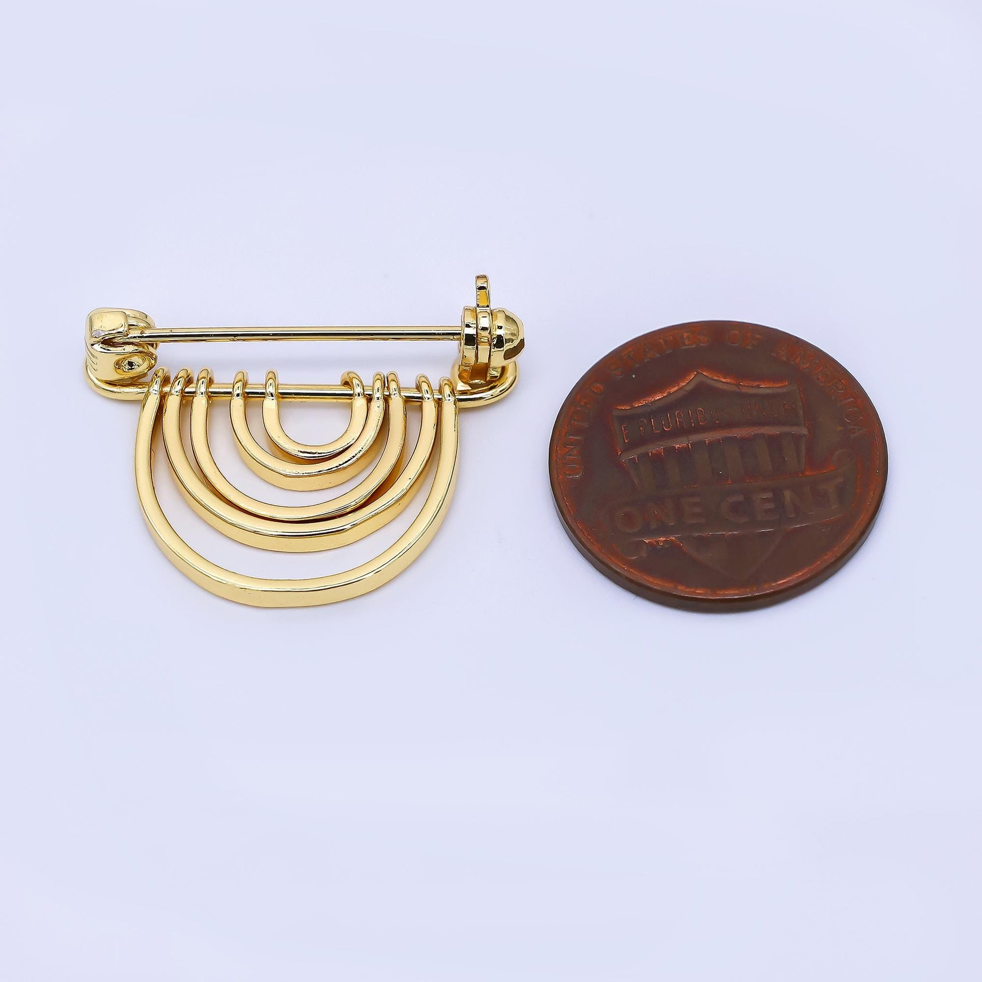24K Gold Filled 21mm Rainbow Brooch Pin Findings | Z-1262