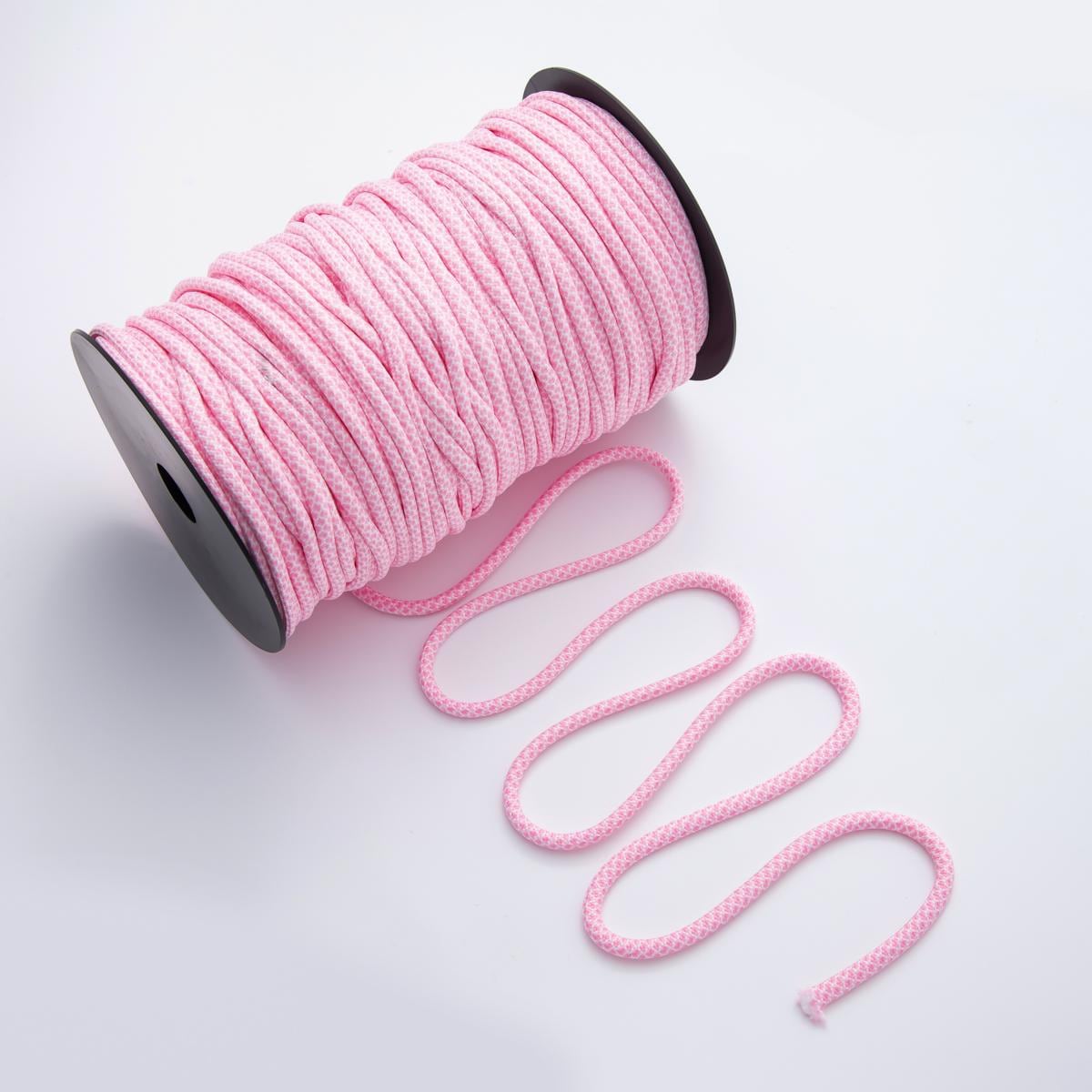 Jewelry Making Baby Pink Cord Polyester & Spandex Cord Ropes 5mm Pink Braided Rope by Yards | ROLL-1719