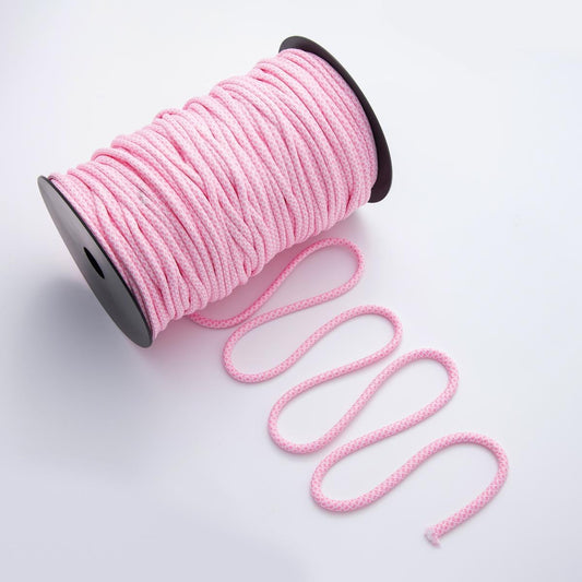 Jewelry Making Baby Pink Cord Polyester & Spandex Cord Ropes 5mm Pink Braided Rope by Yards | ROLL-1719