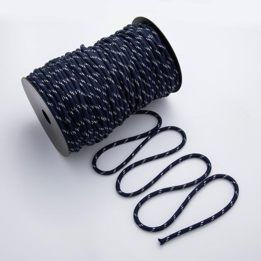 Jewelry Making Round Cords, Polyester & Spandex Cord Ropes 5mm Navy Blue Braided Rope by Yards | ROLL-A1722