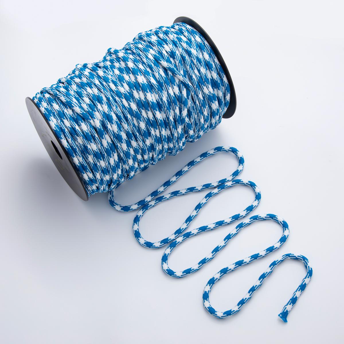 Jewelry Making Blue Cord Polyester & Spandex Cord Ropes 5mm Blue White Braided Rope by Yards | ROLL-1727
