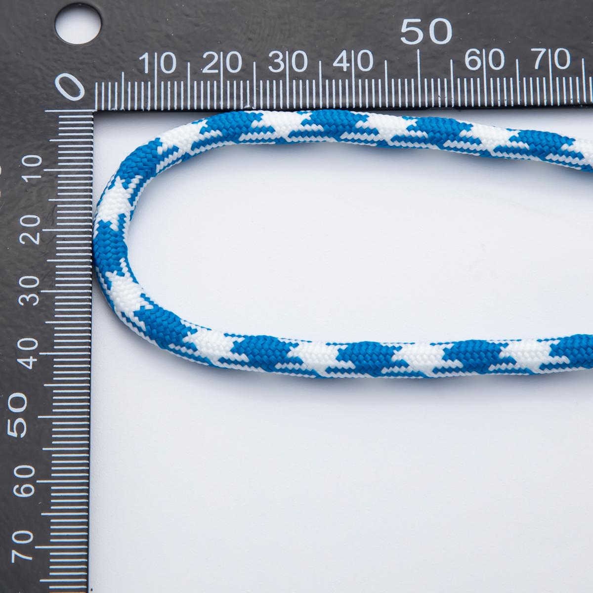 Jewelry Making Blue Cord Polyester & Spandex Cord Ropes 5mm Blue White Braided Rope by Yards | ROLL-1727