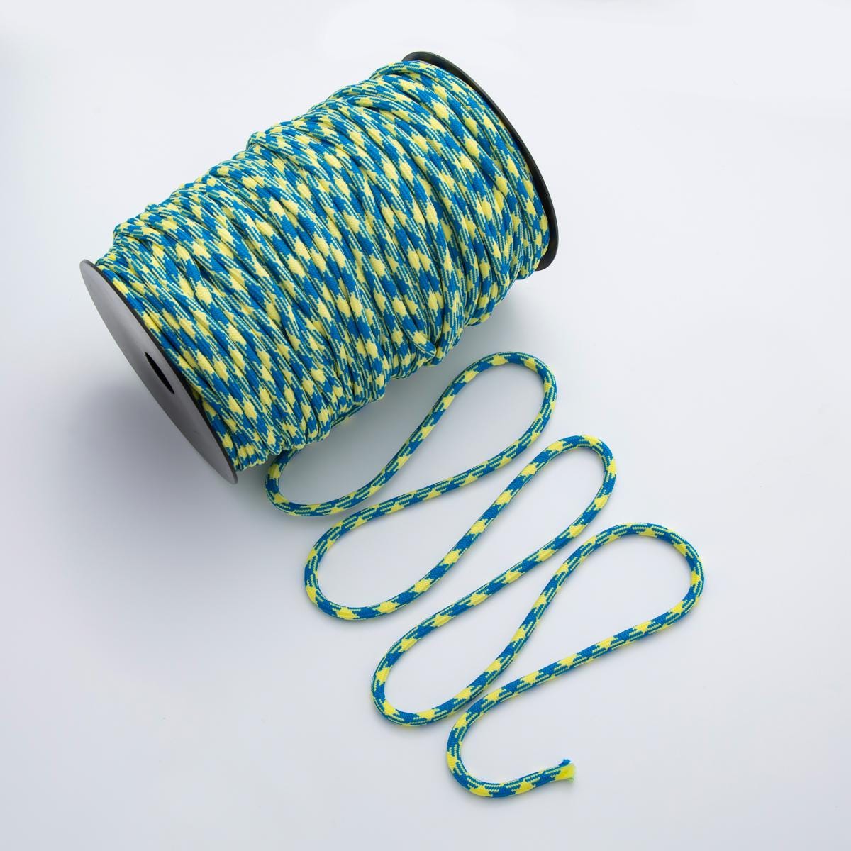 Jewelry Making Blue Cord Polyester & Spandex Cord Ropes 5mm Blue Yellow Braided Rope by Yards | ROLL-1728