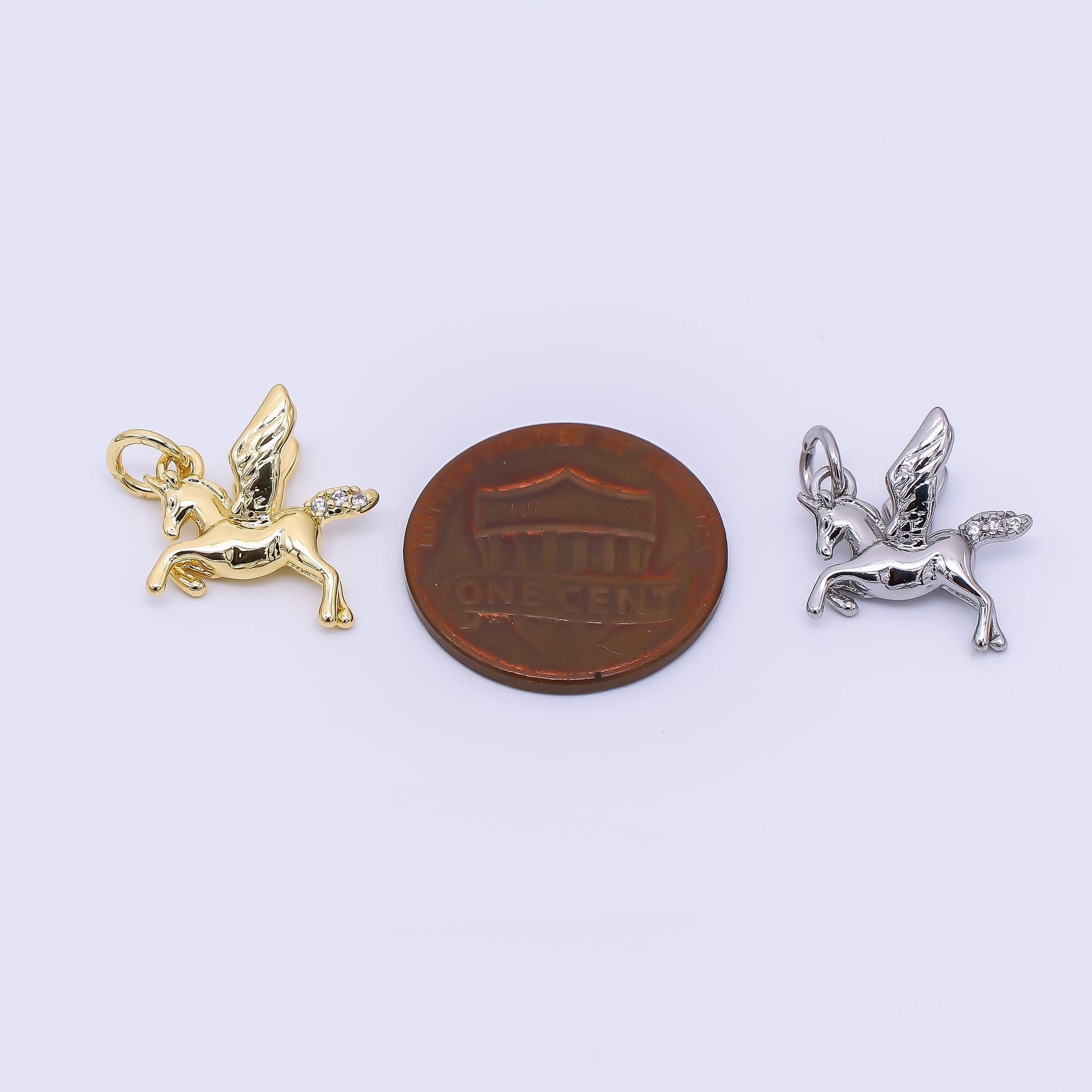 24K Gold Filled 13mm Pegasus Unicorn Horse Animal Charm in Gold & Silver | AH-552