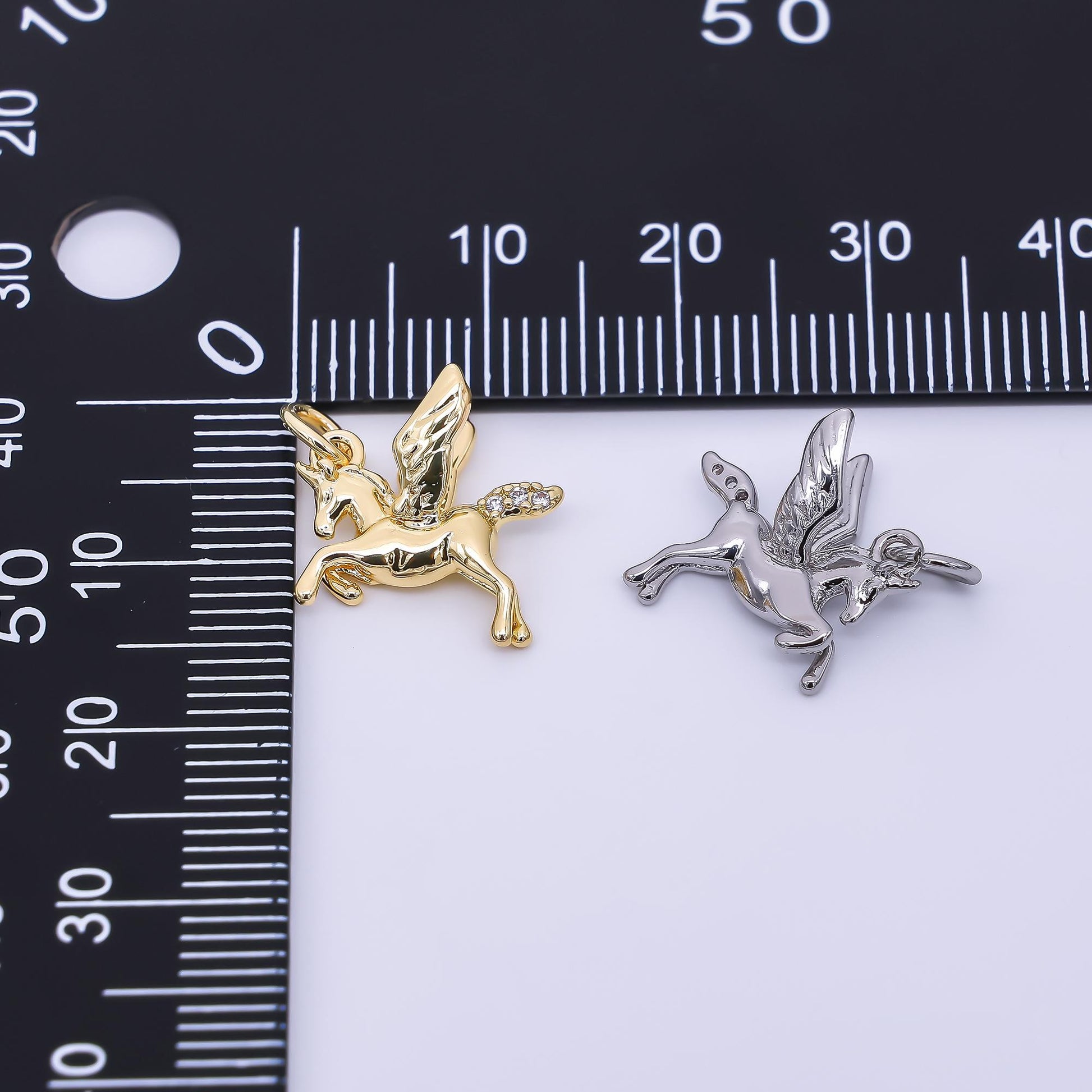 24K Gold Filled 13mm Pegasus Unicorn Horse Animal Charm in Gold & Silver | AH-552