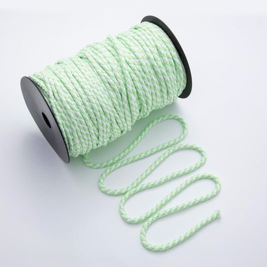 Jewelry Making Green Cord Polyester & Spandex Cord Ropes 5mm White Braided Rope by Yards | ROLL-1731