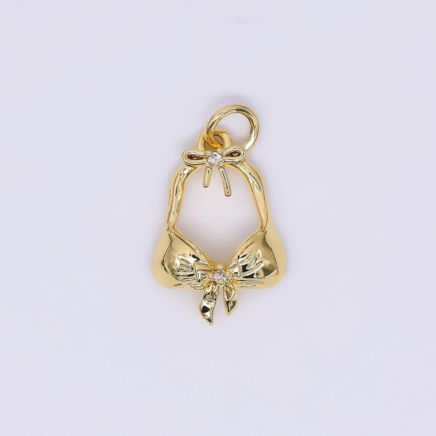 24K Gold Filled 18mm Beach Bra Bikini in Ribbon Fashion Charm in Gold & Silver | AH-550
