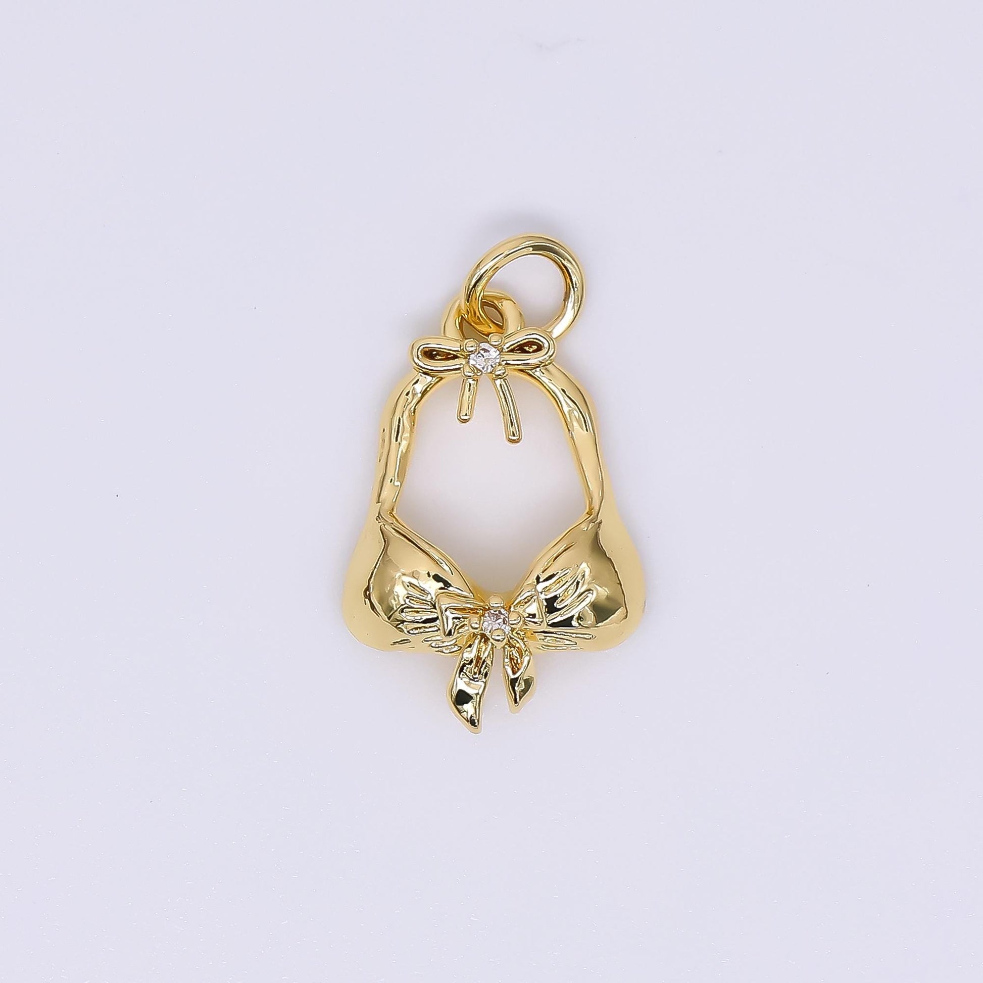 24K Gold Filled 18mm Beach Bra Bikini in Ribbon Fashion Charm in Gold & Silver | AH-550
