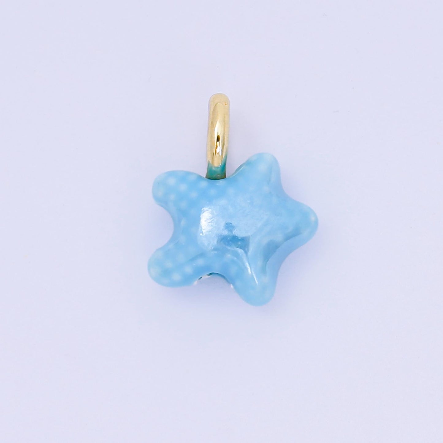 Dainty oval ceramic charm handmade Red Star Fish Shell ceramic porcelain Beach charm for necklace bracelet jewelry making supply N-083