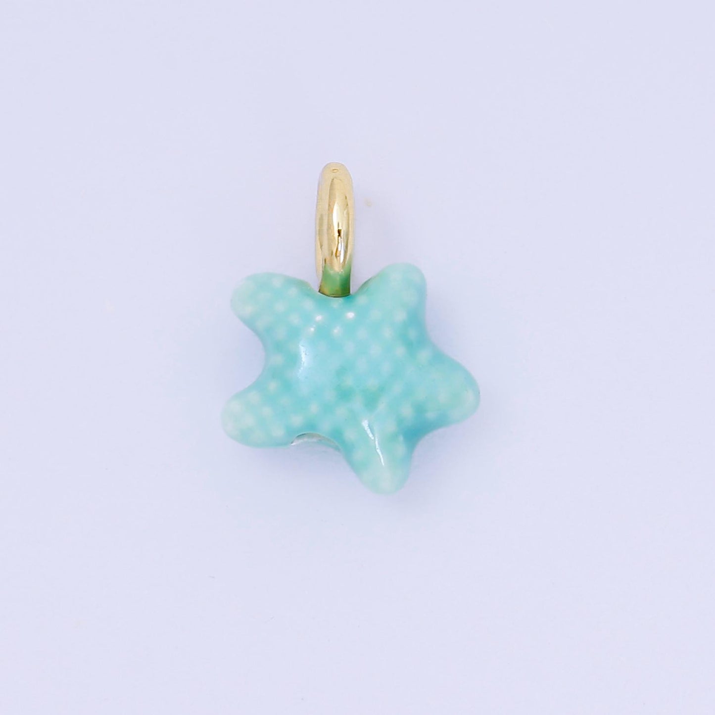 Dainty oval ceramic charm handmade Red Star Fish Shell ceramic porcelain Beach charm for necklace bracelet jewelry making supply N-083