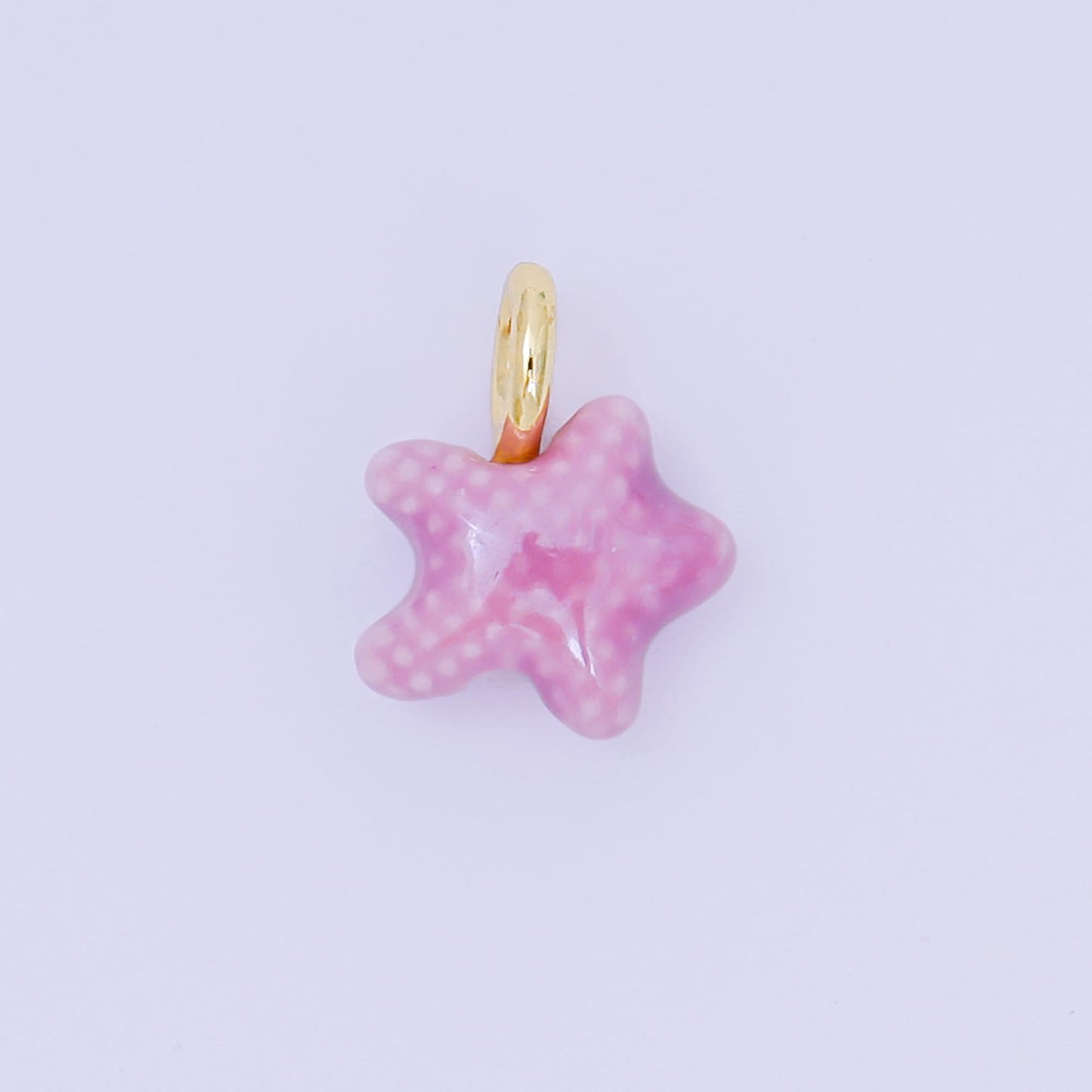 Dainty oval ceramic charm handmade Red Star Fish Shell ceramic porcelain Beach charm for necklace bracelet jewelry making supply N-083