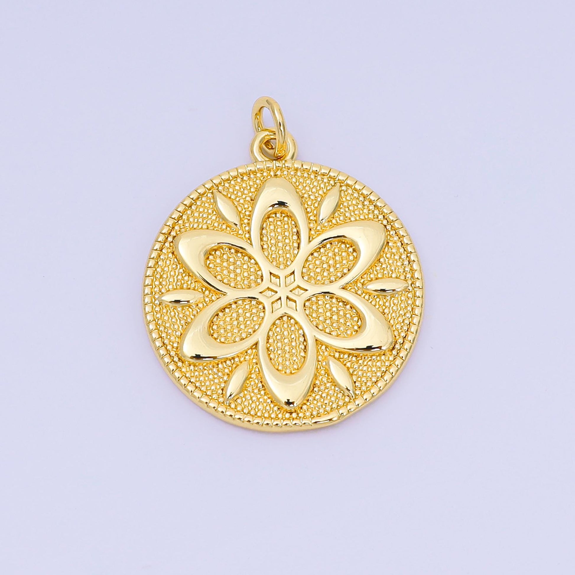 24K Gold Filled 24mm Sun Lotus Flower Charm | AH-647