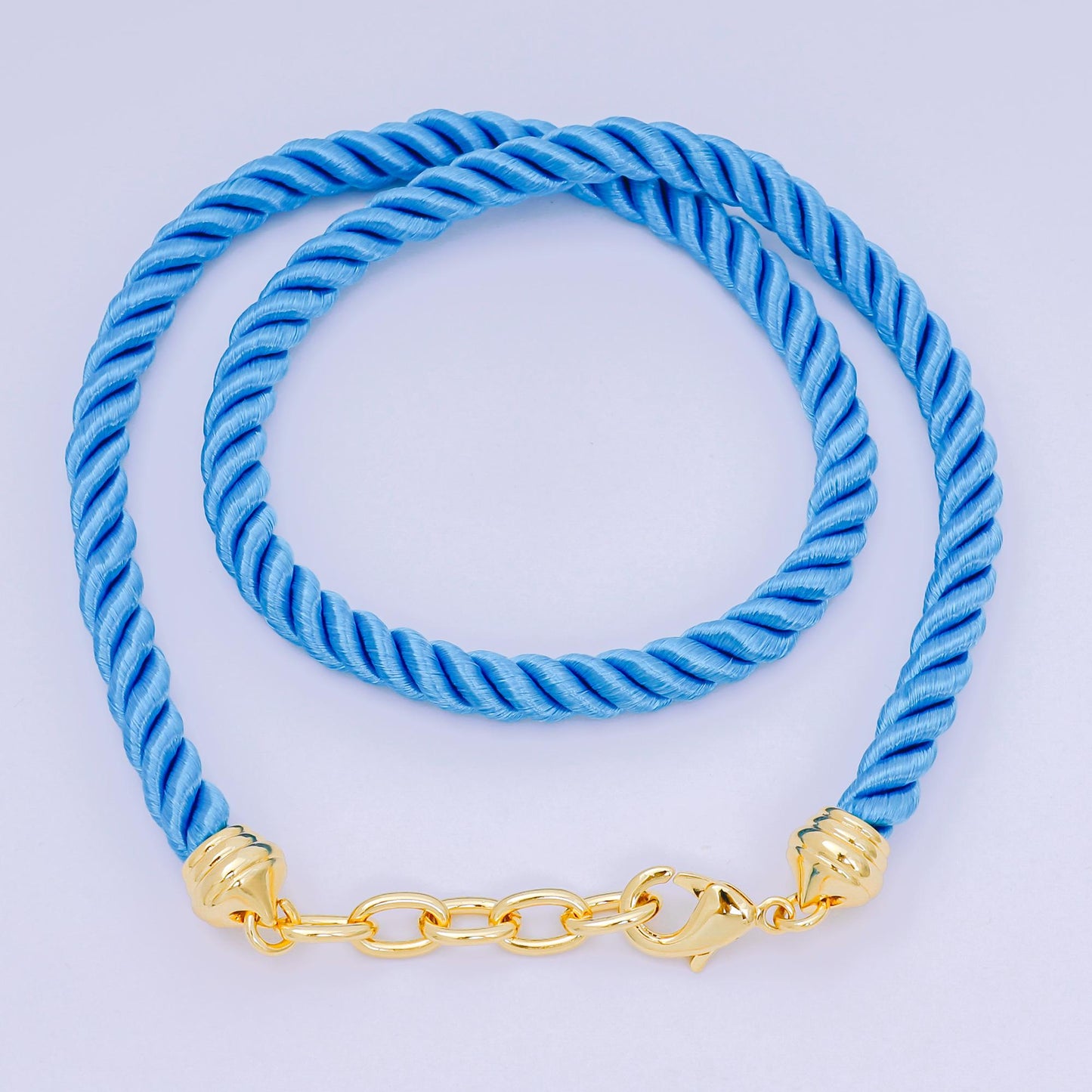 Colorful Braided silk rope necklace cords 16 inch with 24k gold filled clasp WA2440