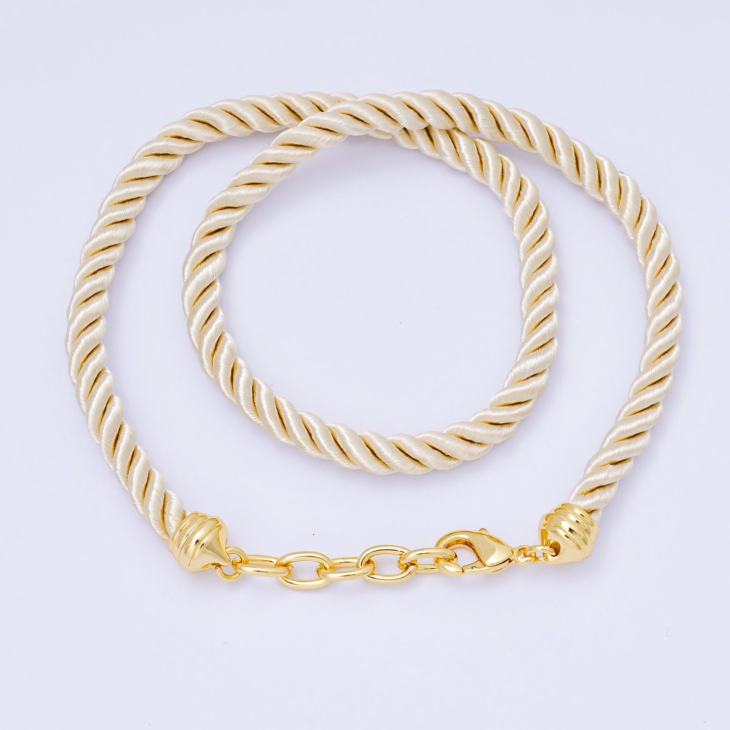 Colorful Braided silk rope necklace cords 16 inch with 24k gold filled clasp WA2440