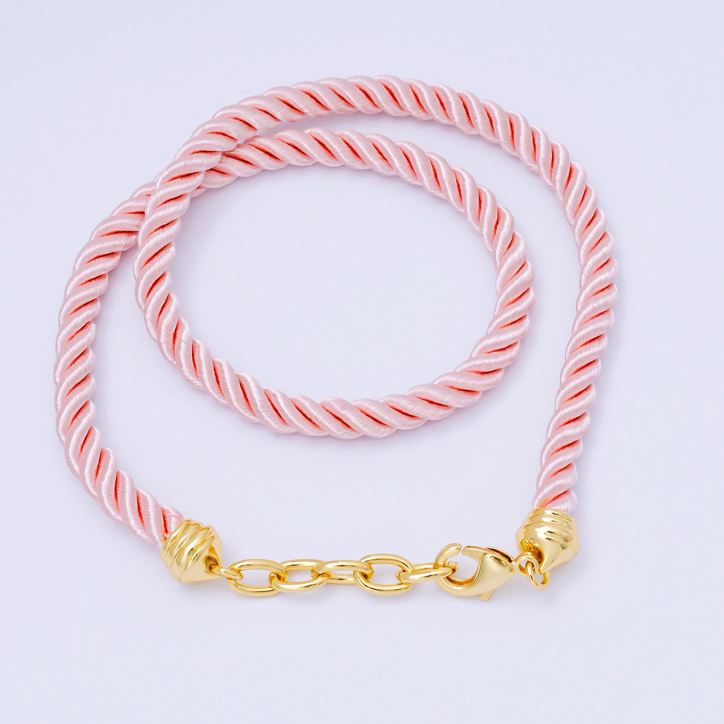 Colorful Braided silk rope necklace cords 16 inch with 24k gold filled clasp WA2440