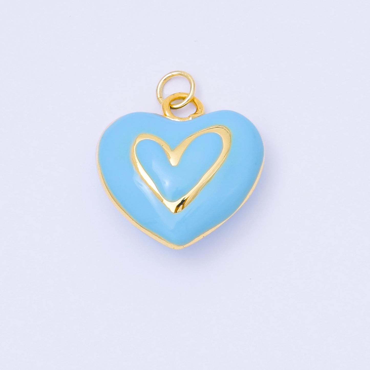24k Gold Filled Pink Enamel Layer Heart Charm Add on Pendant Colorful Pastel Love Jewelry for Valentine Day AC-1621