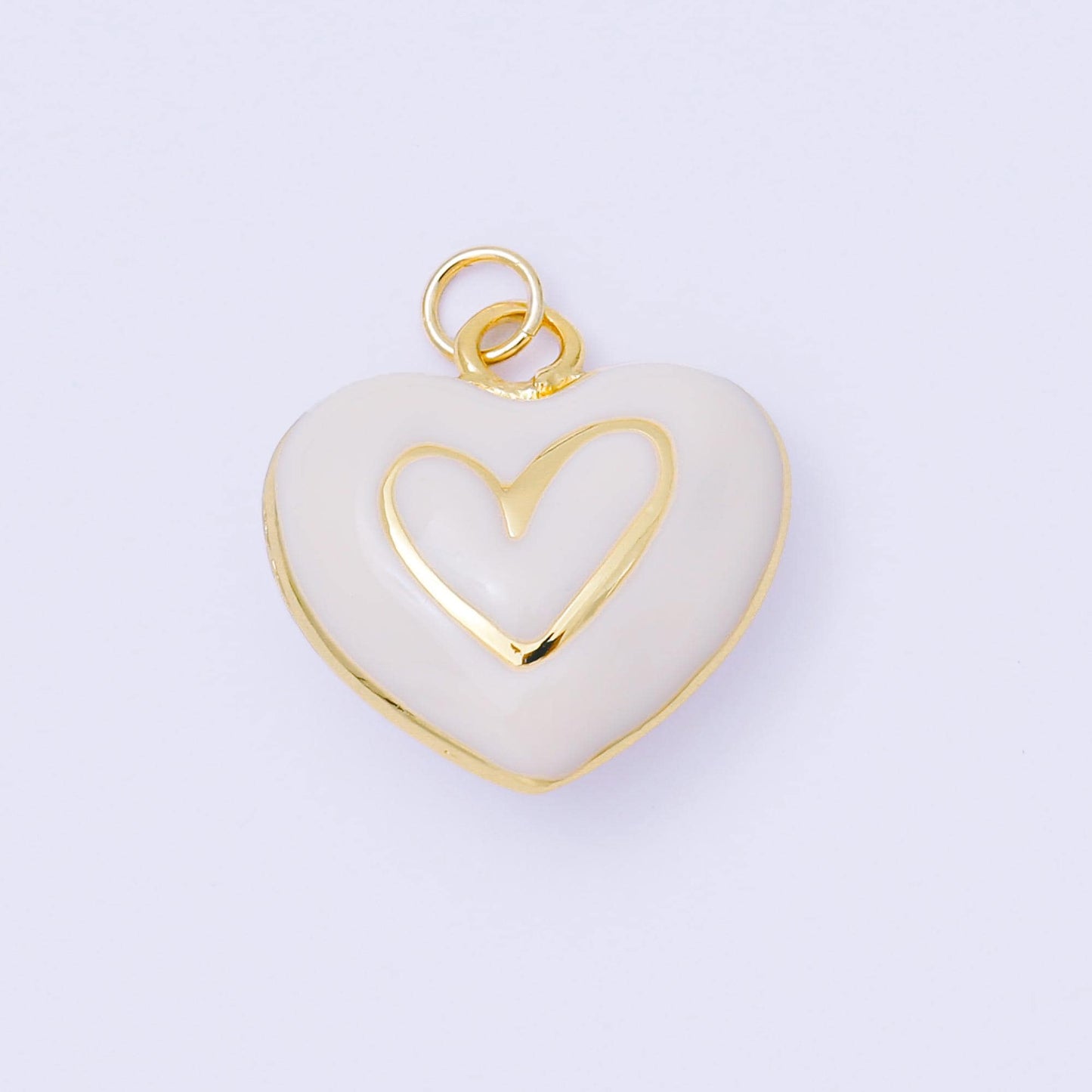 24k Gold Filled Pink Enamel Layer Heart Charm Add on Pendant Colorful Pastel Love Jewelry for Valentine Day AC-1621