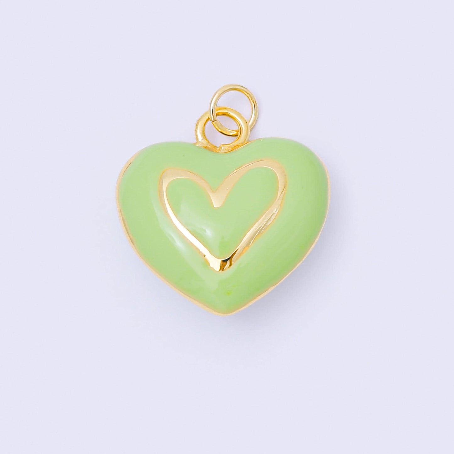 24k Gold Filled Pink Enamel Layer Heart Charm Add on Pendant Colorful Pastel Love Jewelry for Valentine Day AC-1621
