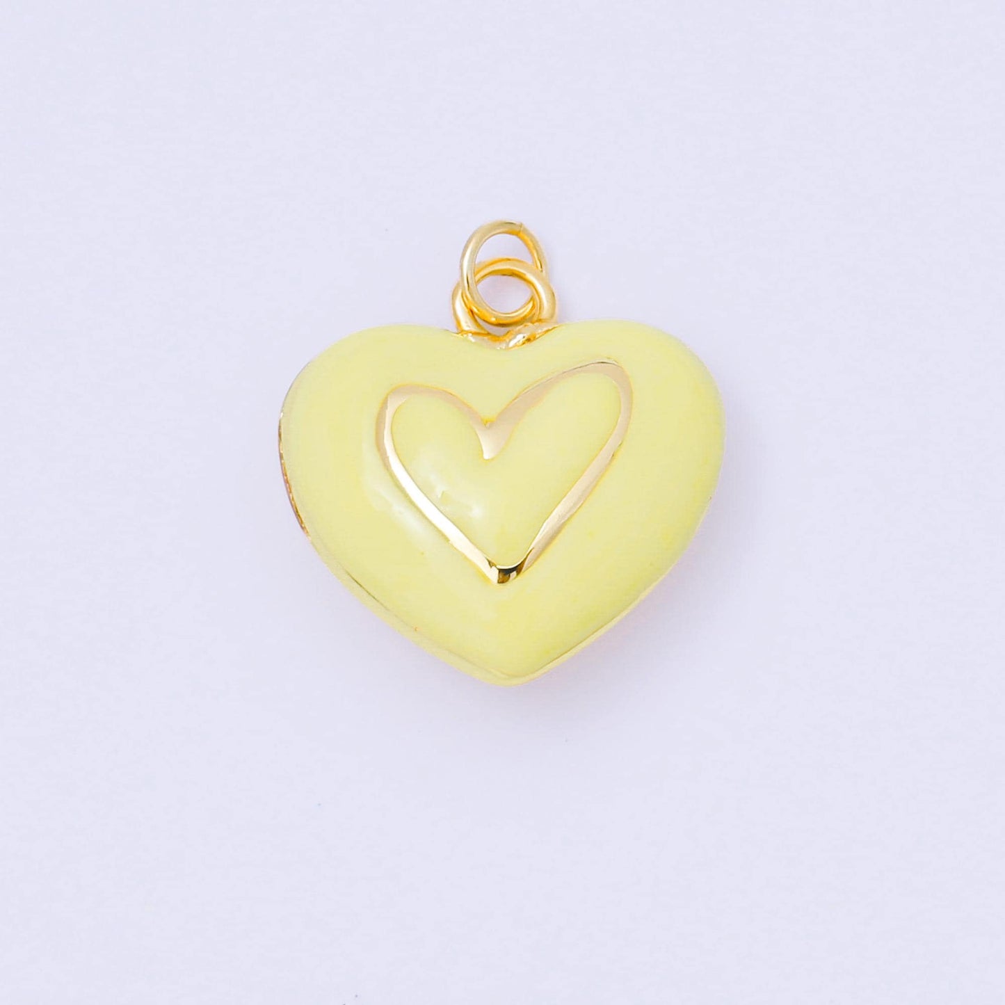 24k Gold Filled Pink Enamel Layer Heart Charm Add on Pendant Colorful Pastel Love Jewelry for Valentine Day AC-1621