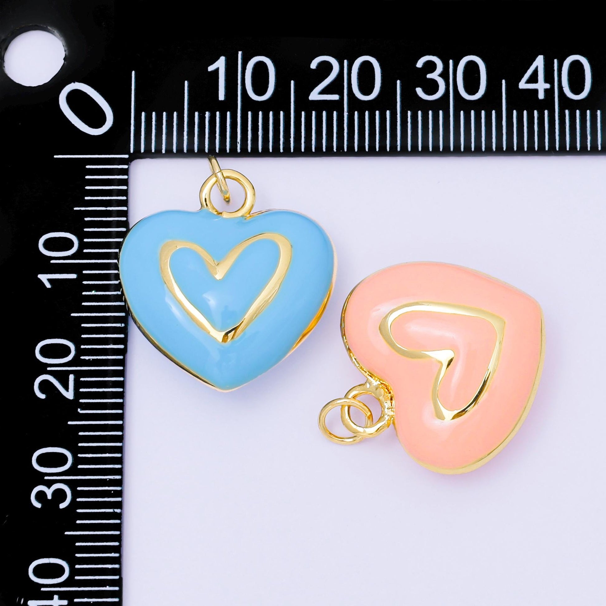 24k Gold Filled Pink Enamel Layer Heart Charm Add on Pendant Colorful Pastel Love Jewelry for Valentine Day AC-1621