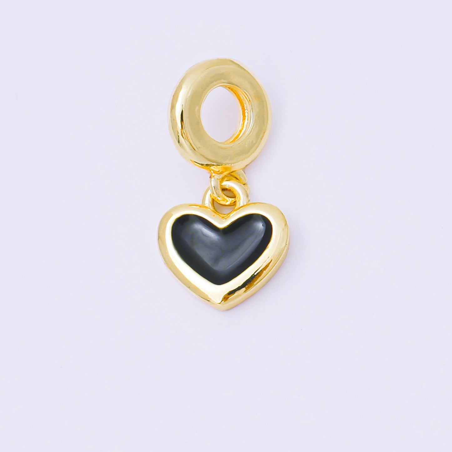 24k gold filled Black Red WHite hearts Charm rondelle bail drop pendant | AC1630