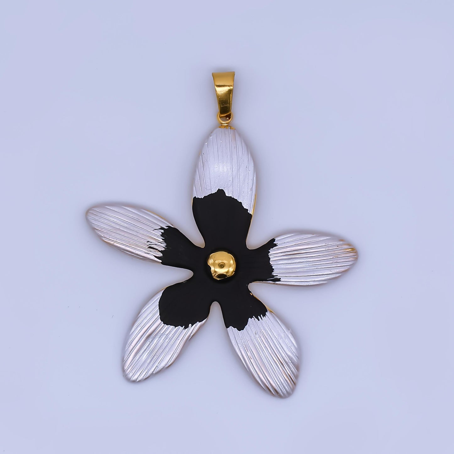 24K Gold Filled Painted Colorful Blue Green Pink Flower Plant Pendant | J-063