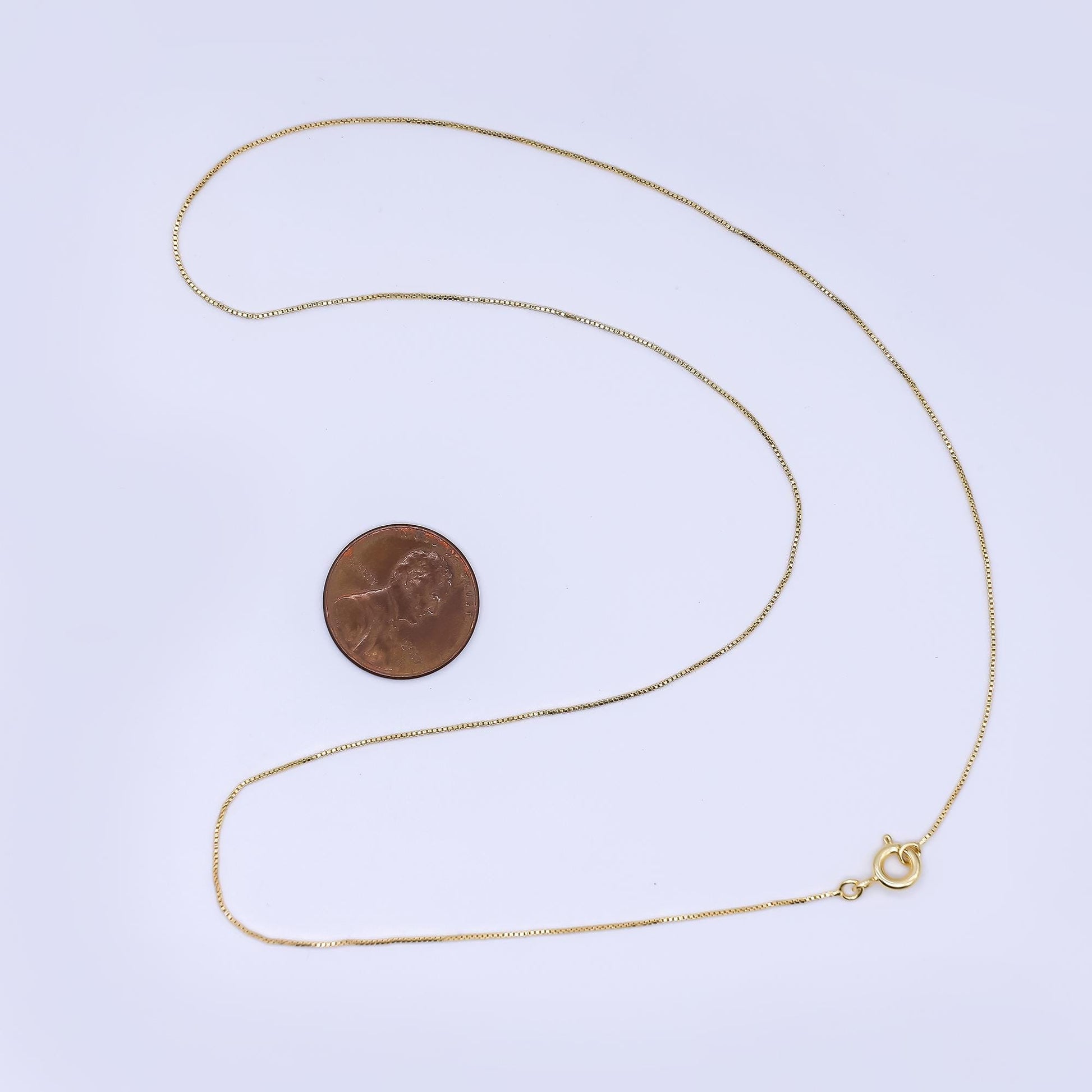 17.7'' Ready to Use 0.6mm Thin Box Necklace Chain, Layering Fine Chain Luxe Necklace, For Pendant Charm Necklace, WA-3349