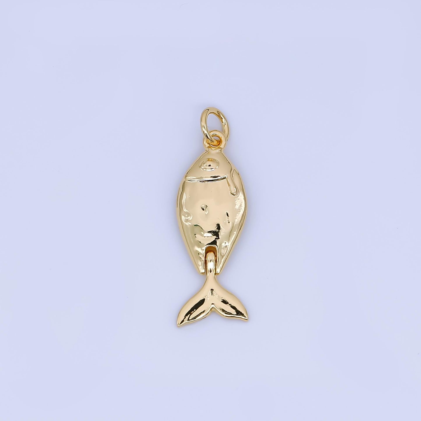 Gold minimalistic Fish pendant, 24k gold Filled Ocean Fish charm animal under the sea pendant | AJ-438