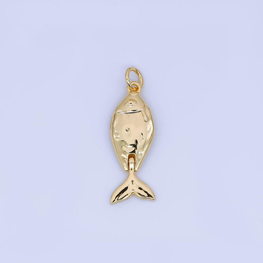 Gold minimalistic Fish pendant, 24k gold Filled Ocean Fish charm animal under the sea pendant | AJ-438