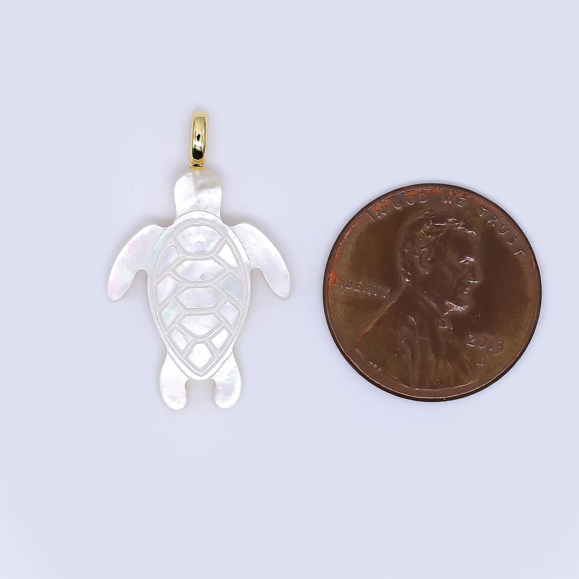 White Shell Pearl Sea Turtle Pendant with 24k Gold Filled Bail Natural Shell Charm for Necklace or Jewelry Making Ocean Animal AF563