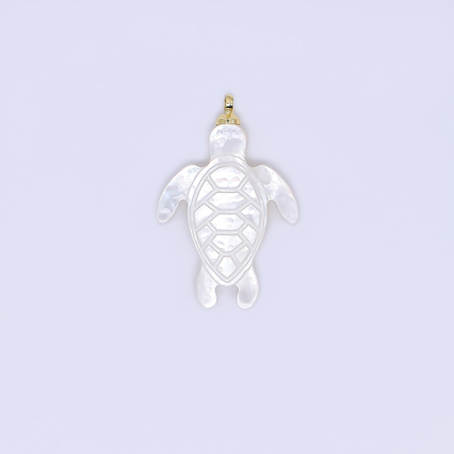 White Shell Pearl Sea Turtle Pendant with 24k Gold Filled Bail Natural Shell Charm for Necklace or Jewelry Making Ocean Animal AF563