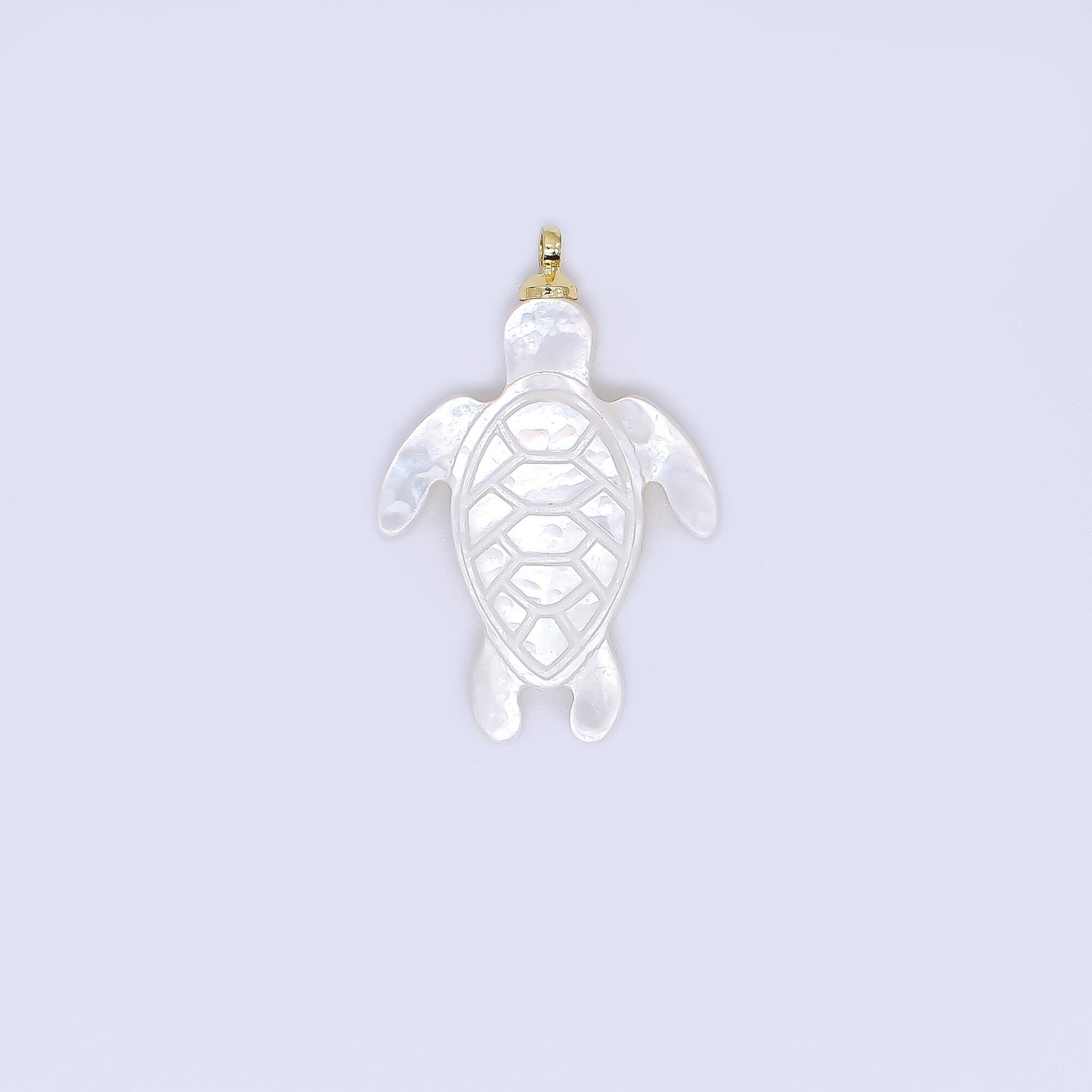 White Shell Pearl Sea Turtle Pendant with 24k Gold Filled Bail Natural Shell Charm for Necklace or Jewelry Making Ocean Animal AF563