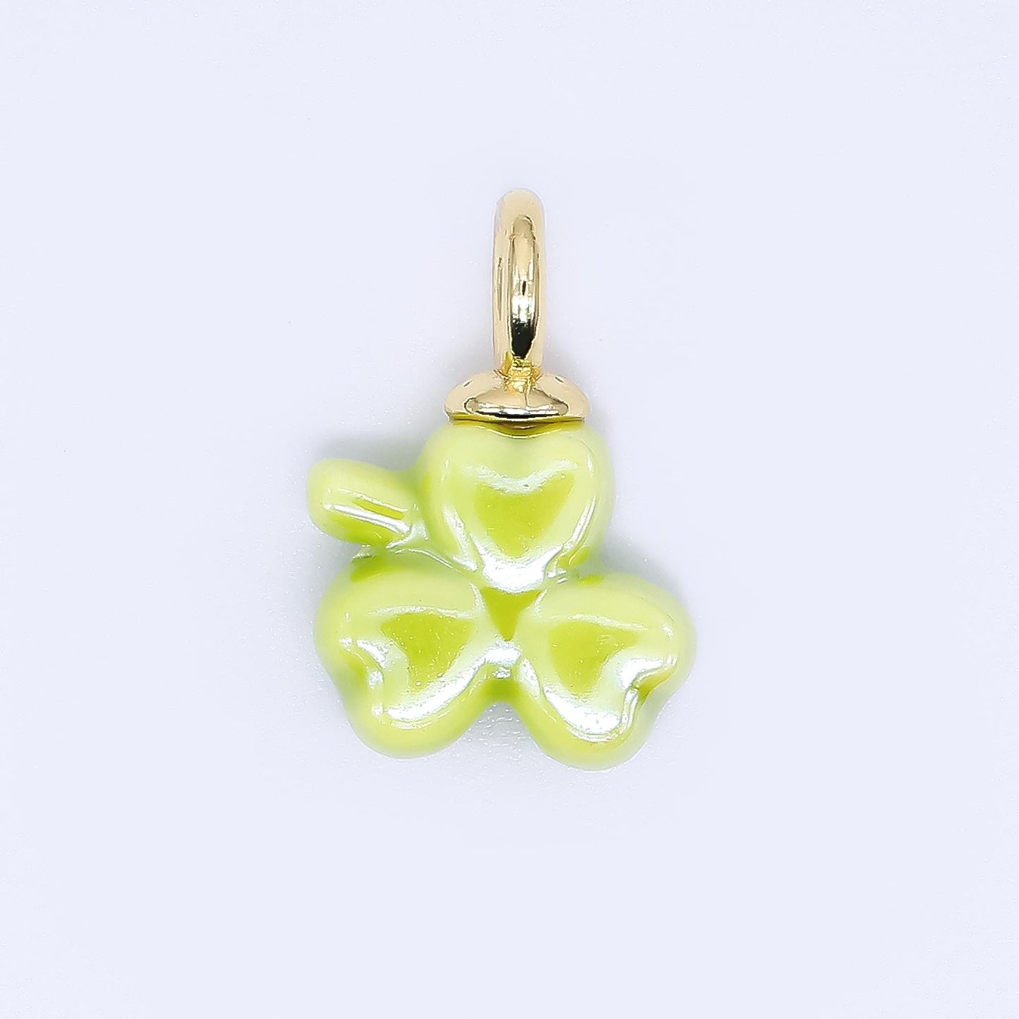 Dainty Clover ceramic charm handmade Green Shamrock ceramic porcelain vintage charm for necklace bracelet jewelry making supply AJ-401