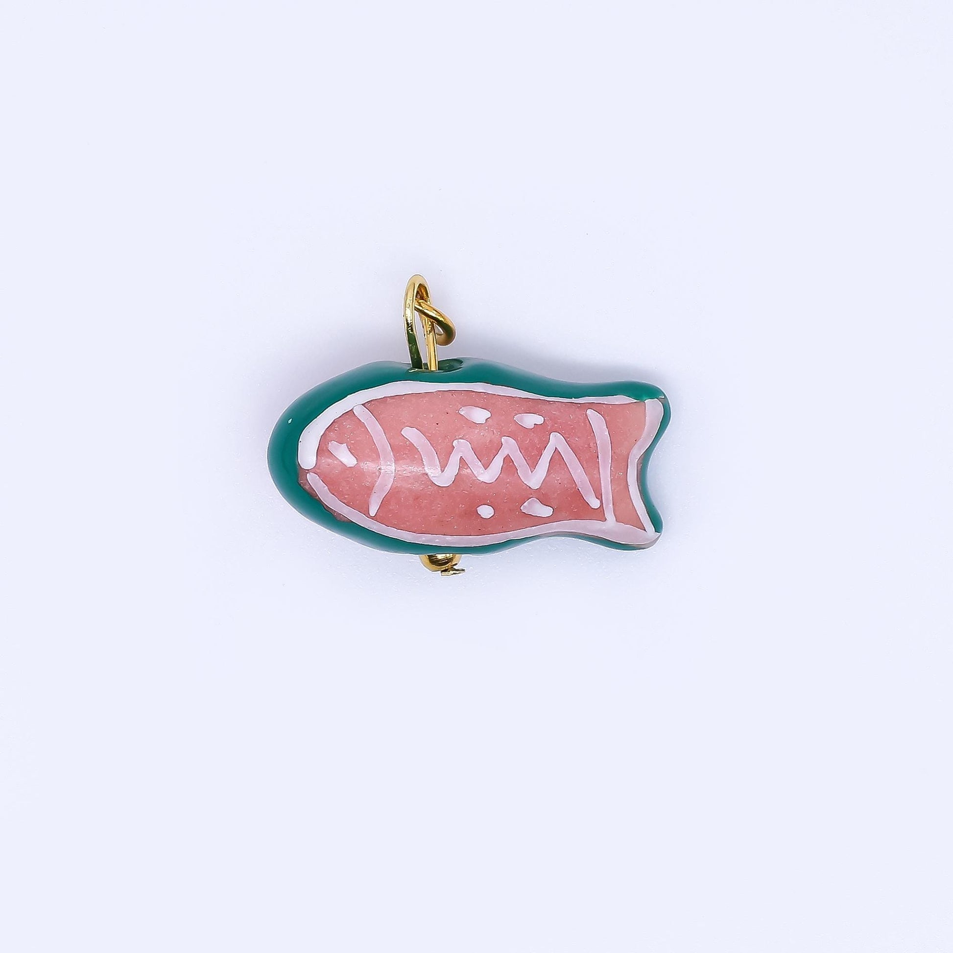 PVD Gold Sardines Fish Ceramic Drop Pendant | P-632