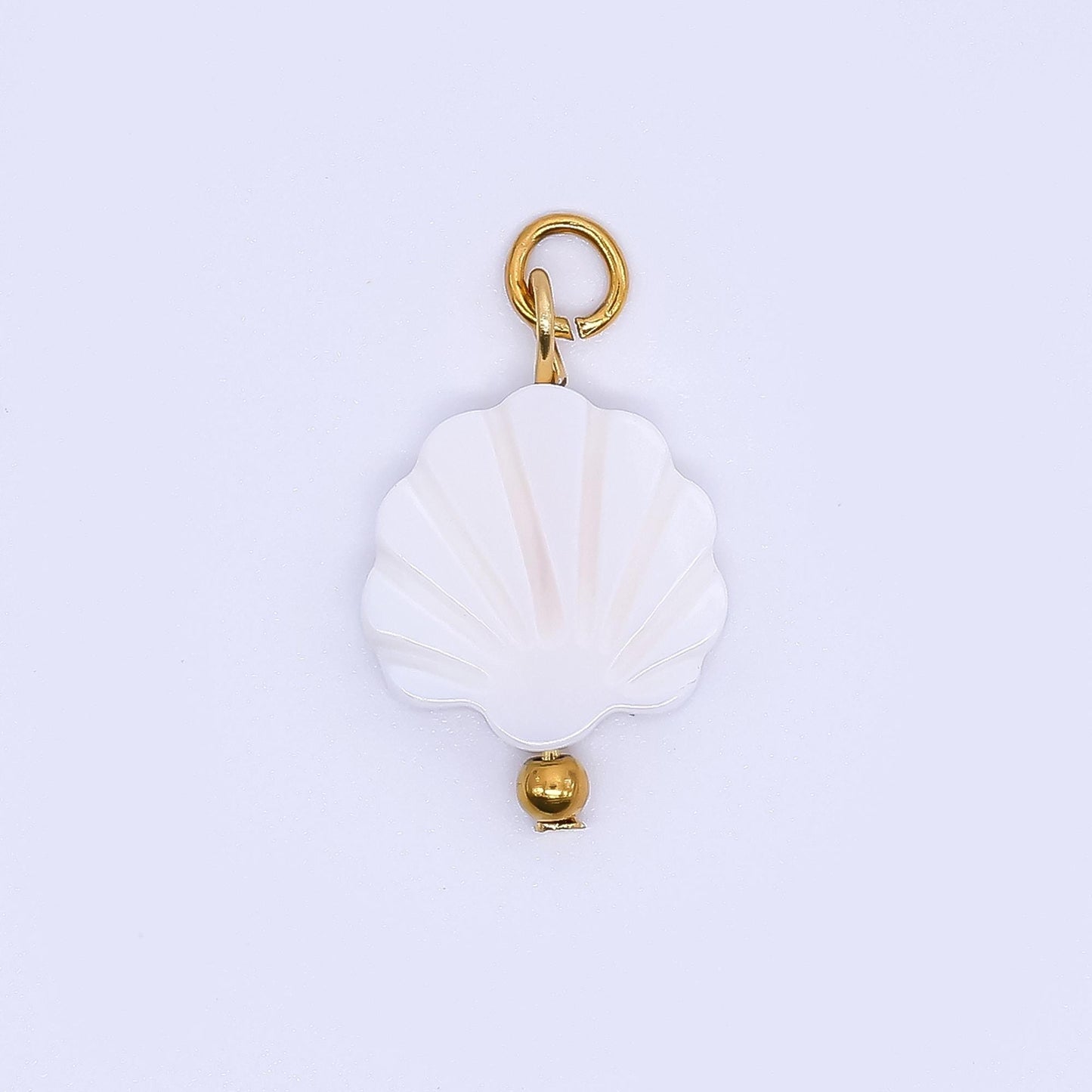 Dainty Pearl pendant lead nickel free 24k gold filled Clam Charm Pearl charm necklace bracelet jewelry making P-1778