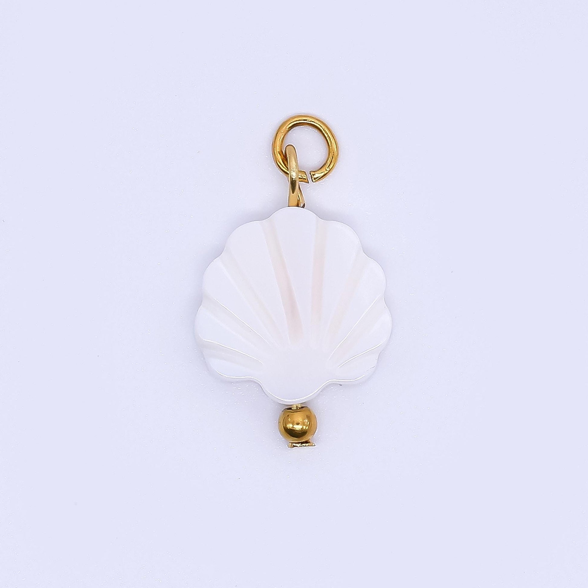 Dainty Pearl pendant lead nickel free 24k gold filled Clam Charm Pearl charm necklace bracelet jewelry making P-1778
