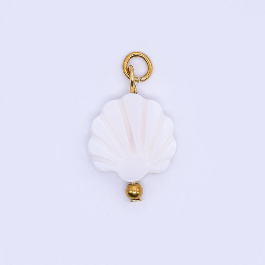 Dainty Pearl pendant lead nickel free 24k gold filled Clam Charm Pearl charm necklace bracelet jewelry making P-1778