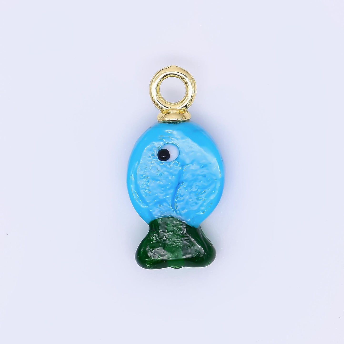 18K Gold Filled Hand painted Baby Fish Charm Animal Acrylic Pendant for Phone Charm Bracelet Necklace Earring Jewelry Making Supply AH-613
