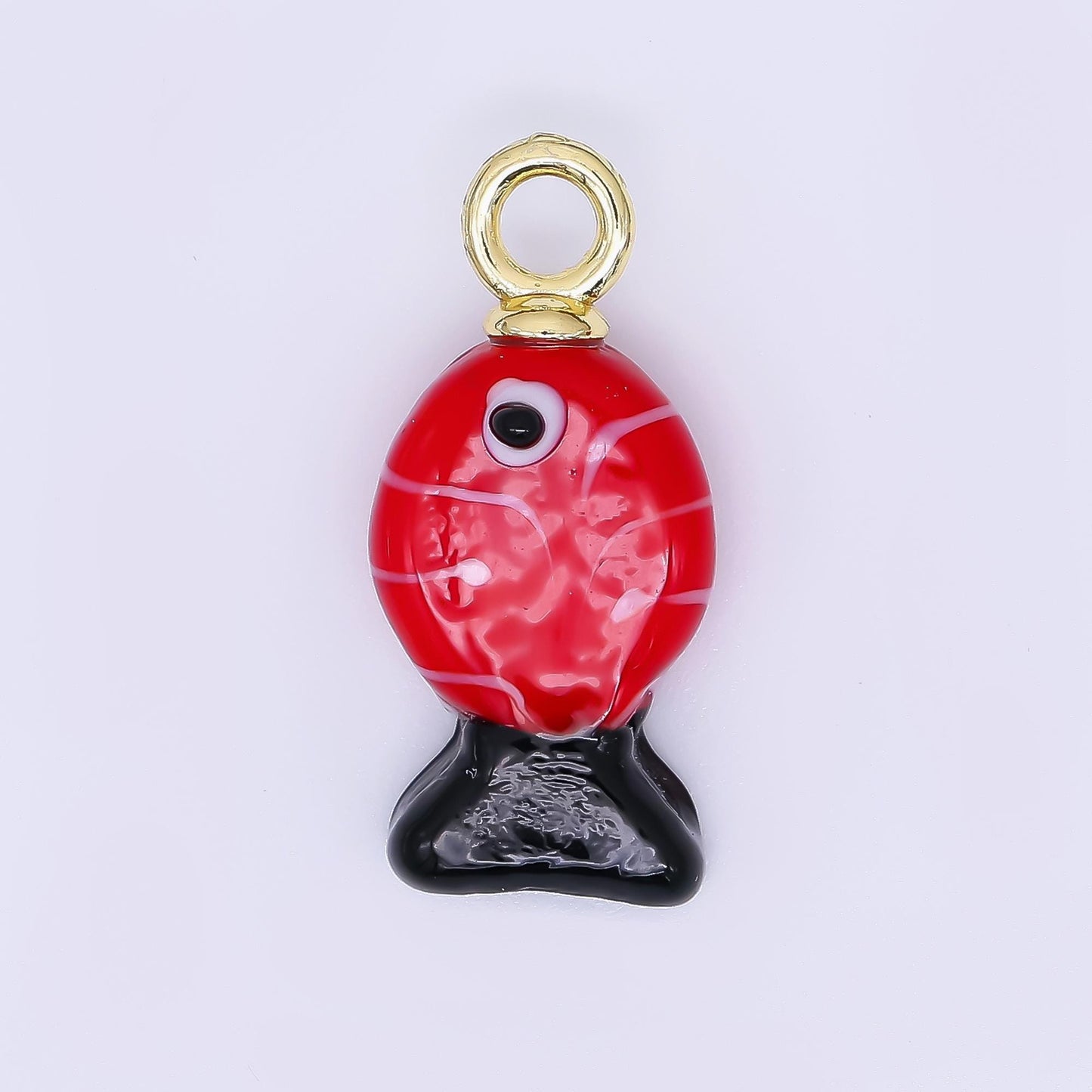18K Gold Filled Hand painted Baby Fish Charm Animal Acrylic Pendant for Phone Charm Bracelet Necklace Earring Jewelry Making Supply AH-613