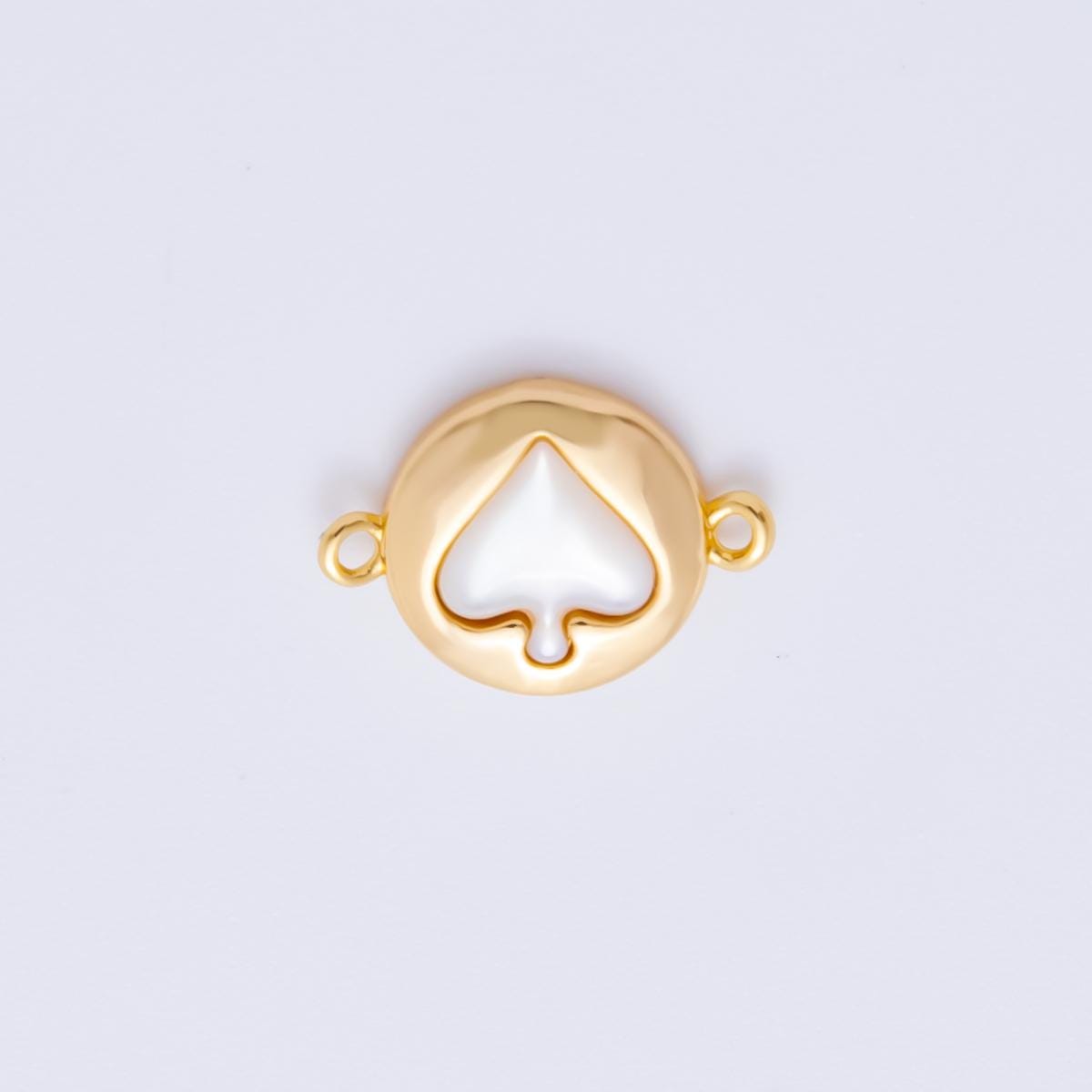 18K Gold Filled 10mm Pearl Spade Charm Connector Poker Card Jewelry Connector for Bracelet | Y-048