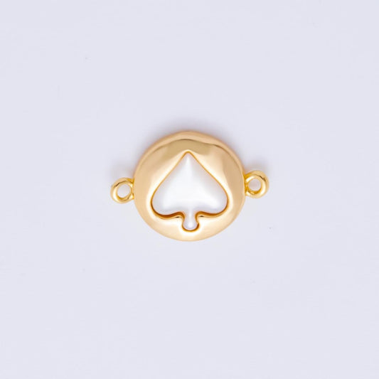 18K Gold Filled 10mm Pearl Spade Charm Connector Poker Card Jewelry Connector for Bracelet | Y-048