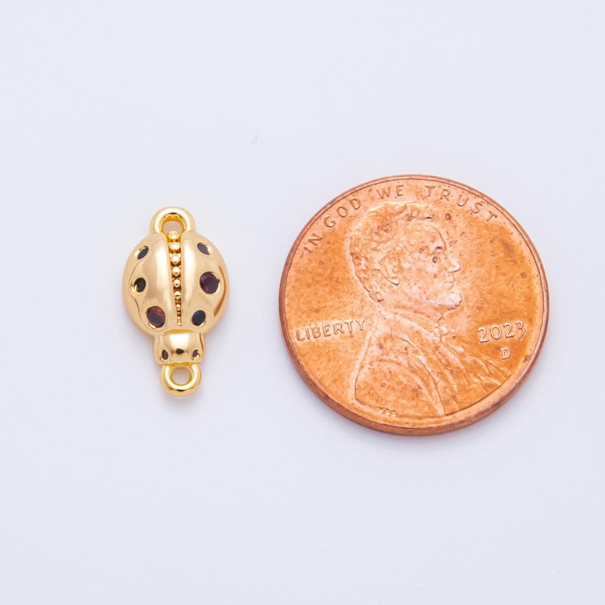 18K Gold Filled 8mm Lady Bug Charm Connector Animal Jewelry Connector for Bracelet | Y-049