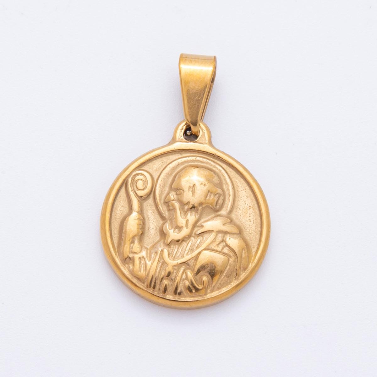 PVD Gold Saint Benedict charm Medallion Religious pendant necklace jewelry making for Men Jewelry J-004