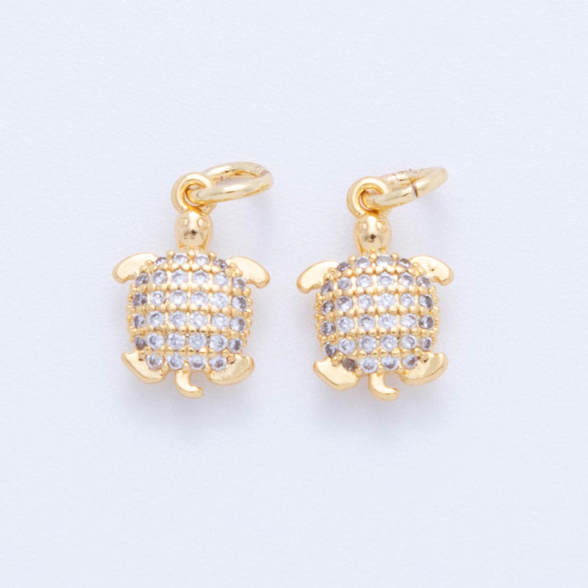18K Gold Filled CZ Turtle Tortoise Enamel Pendant | c-541