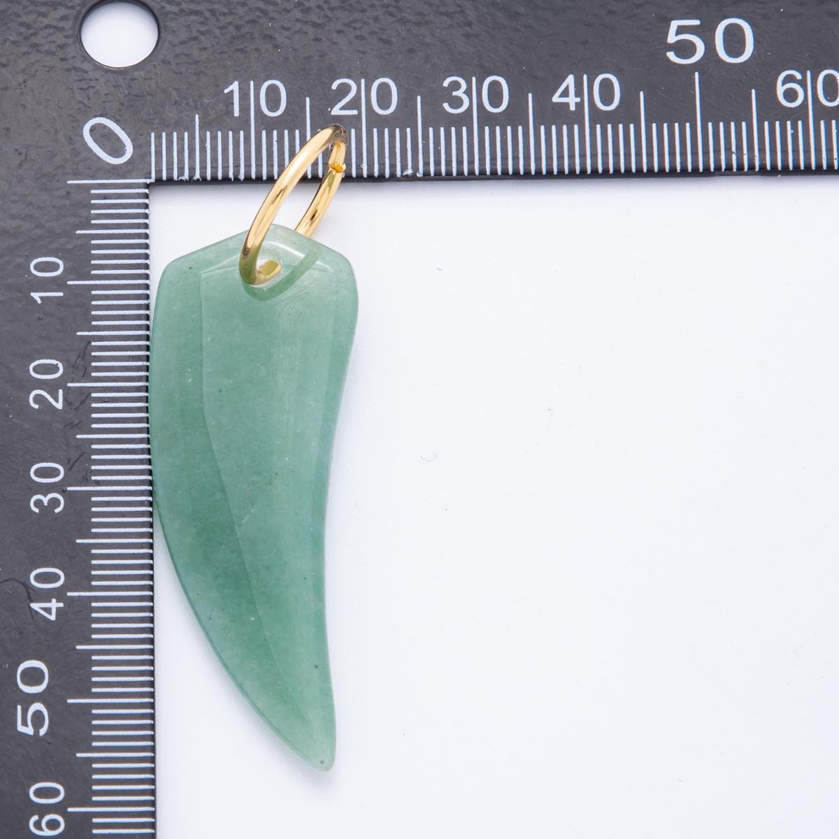 18k gold filled Tusk Green aventurine charm Big Long Tooth Pendant | c-708