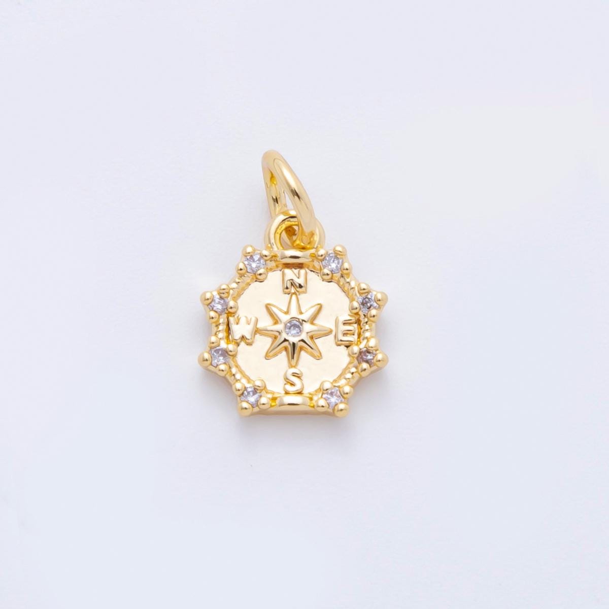 Mini 18K Gold Filled compass charm, gold compass pendant travel charms, nautical charms for bracelet earring necklace C630