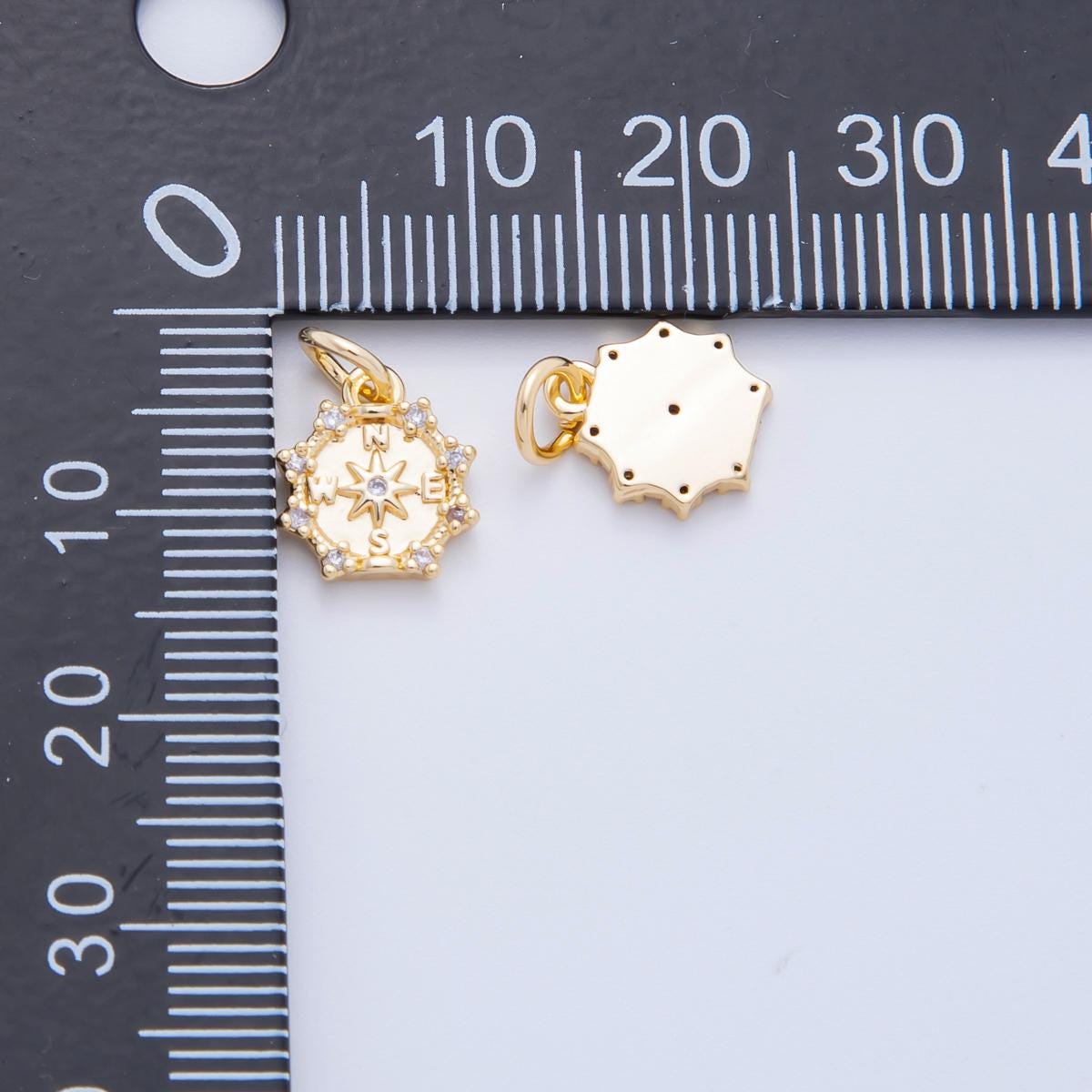 Mini 18K Gold Filled compass charm, gold compass pendant travel charms, nautical charms for bracelet earring necklace C630